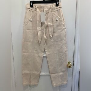 NWT Joie Cream Tie-Front Cargo Pants Size US 4